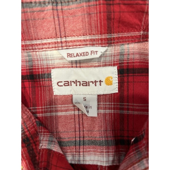 Carhartt Men's Red Plaid Relaxed Fit Flannel sz Small EUC - Picture 6 of 11